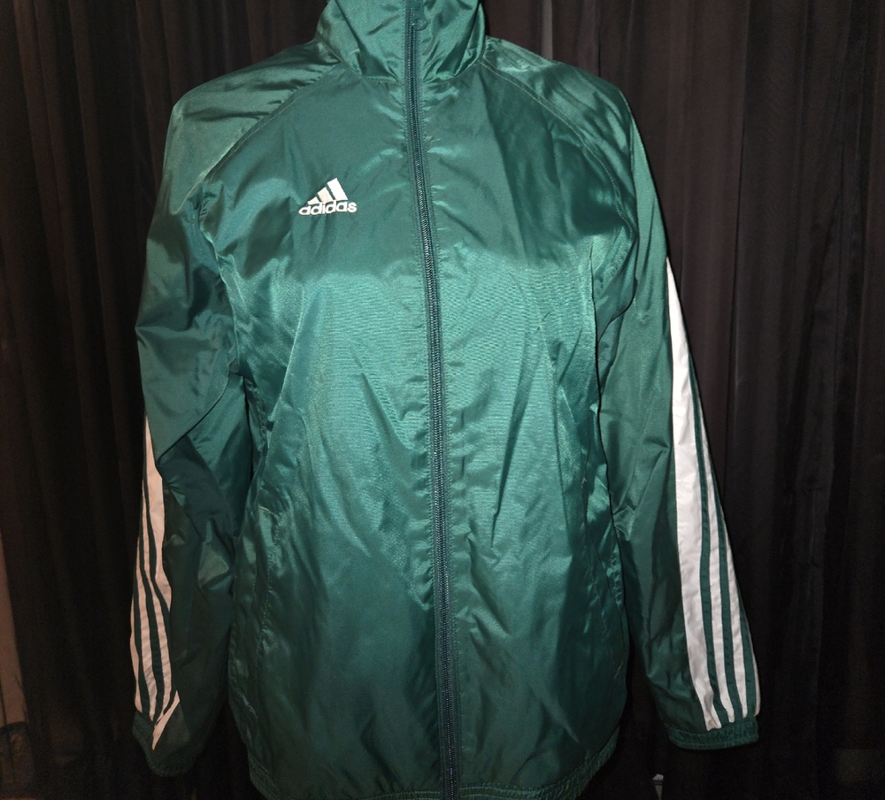 Adidas Emerald Green Windbreaker with White Accents